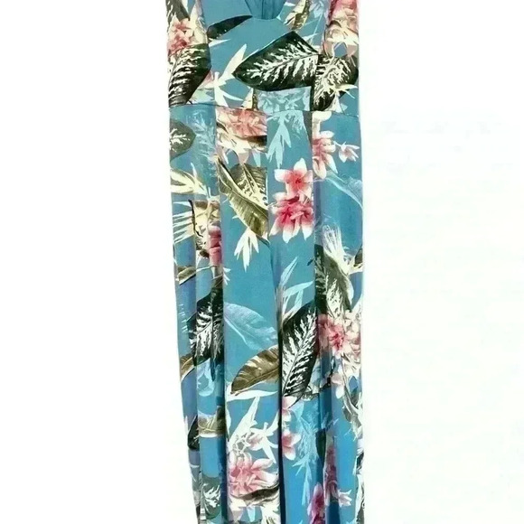 Guess Blue Blue Tropical Palm Print Beachy Sleeveless Jumpsuit Romper Size 2 - Picture 5 of 9